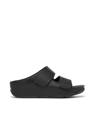 FIT FLOP ALL BLACK SHUV ADJ LEATHER SLIDE