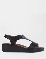 FROGGIE BLACK T-BAR WEDGE SANDAL