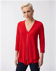 JOSEPH RIBKOFF RADIANT RED FLARED LAYERED TOP