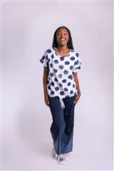 MADE IN ITALY BLUE WHITE DOTS TOP 