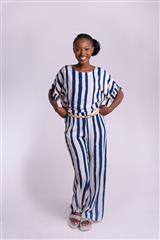 MADE IN ITALY WHITE BLUE STRIPES PALAZZO PANTS 