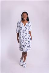 MADE IN ITALY WHITE BLUE  FLOWER DRESS 