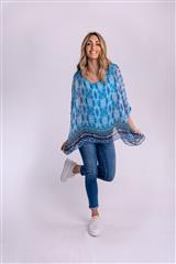 MADE IN ITALY BLUE MULTI BATWING TOP 