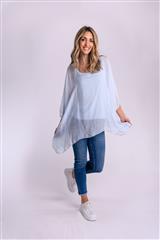 MADE IN ITALY LIGHT BLUE BATWING TOP 