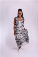 MADE IN ITALY GREY MULTI FRILL DRESS 