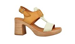 PAULA URBAN OFF WHITE CAMEL PLATFORM HEELED SANDAL 