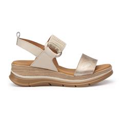 PAULA URBAN PLATINUM OFF WHITE TEXTURED LOW WEDGE 