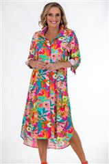 CALYPSO MULTI FLORAL BUTTON DRESS 