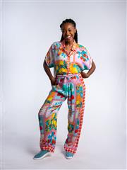 JOLIE PINK MULTI LEMONS CORA PANTS 