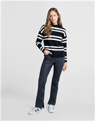 YAYA BLACK STRIPE TURTLENECK SWEATER 