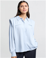 YAYA ICE BLUE PADDED SHOULDER BLOUSE 