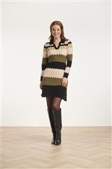 SMASHED LEMON SAND MULTI ZIG ZAG KNIT DRESS 