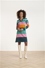 SMASHED LEMON PETRO MULTI ZIG ZAG KNIT DRESS 