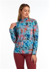 FDJ BLUE PRINT LONG SLEEVE MOCK NECK TOP 