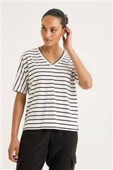 YARRA TRAIL NAVY WHITE STRIPE CARBON TEE 