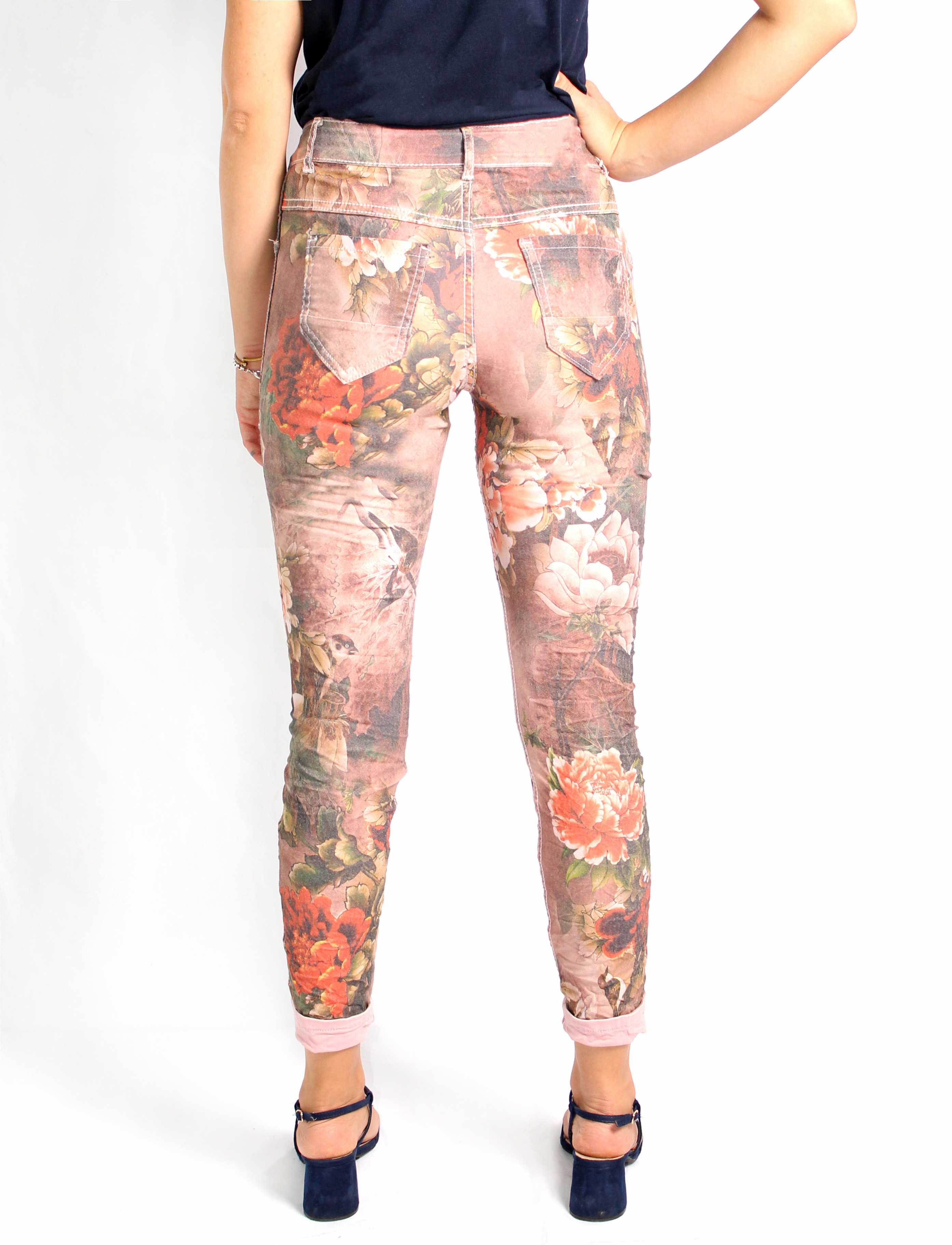 MADE IN ITALY PINK FLORAL REVERSIBLE JEANS | Rosella - Style inspired ...