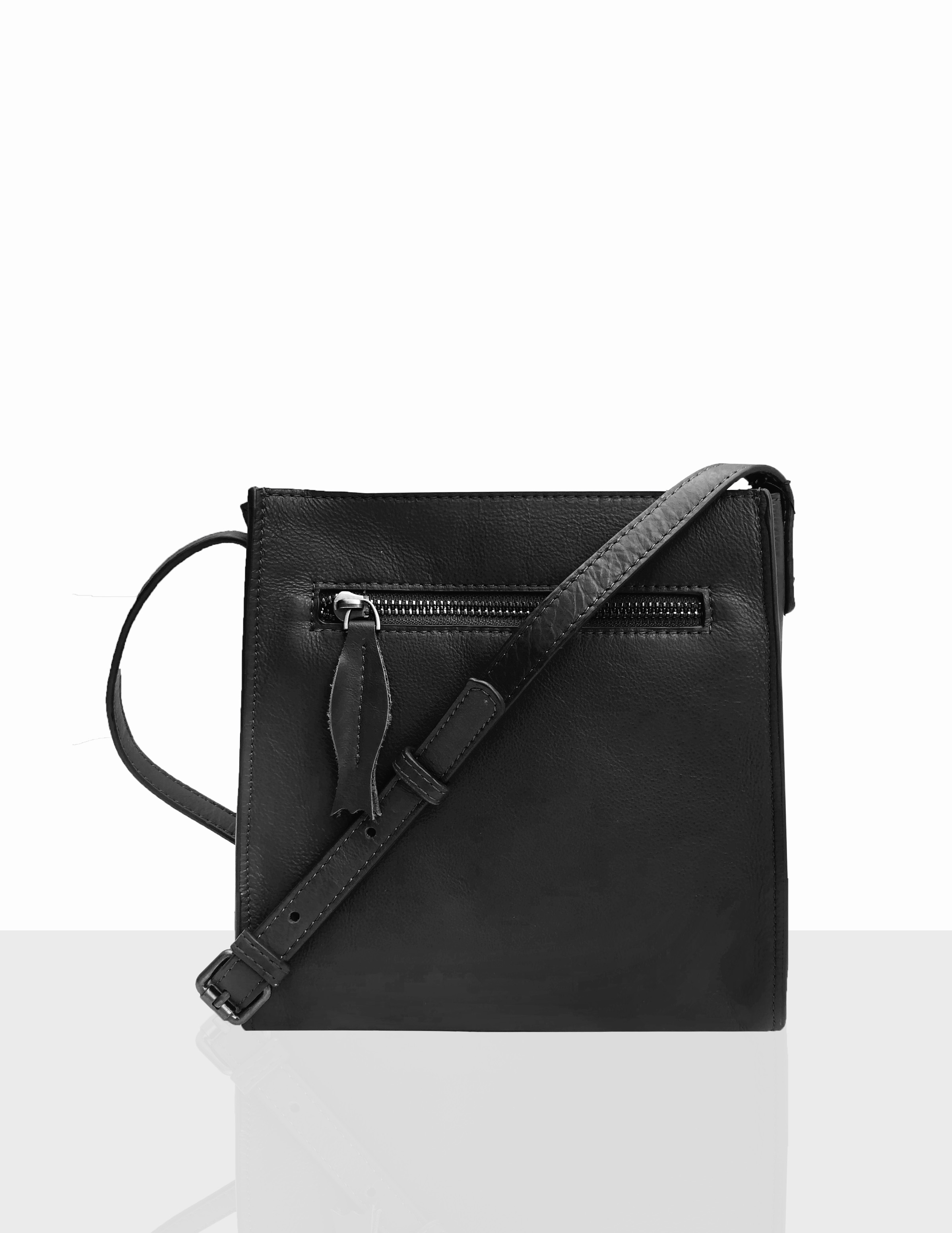 JOLIE LEATHER BLACK SQUARE SLING BAG | Rosella - Style inspired by elegance